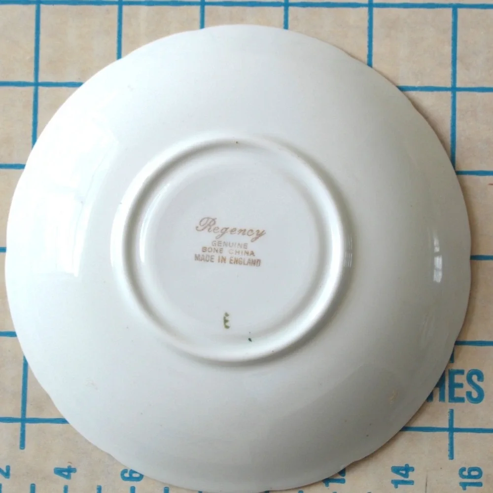 Regency Bone China Fruit Pattern Saucer Made in England Gold Trim Scalloped 5.5